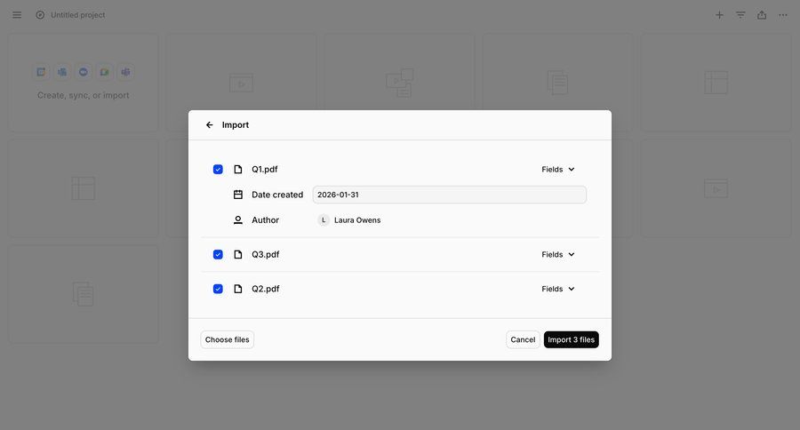Dovetail
			 bulk import ui page example