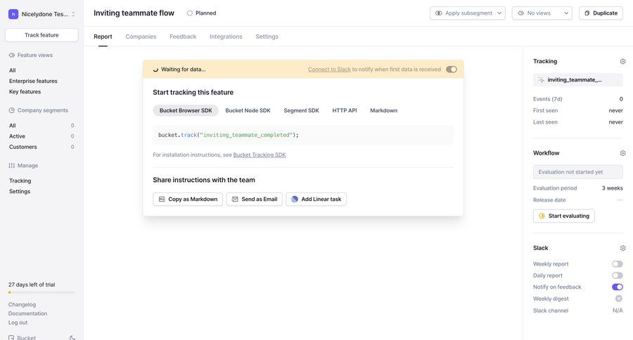Bucket
			 modern sidebar progress bar settings dashboard team collaboration workflow progress data analytics loading code snippet content blocks sdk integration blank state void blank non-ideal state empty page prompt loader ui page example