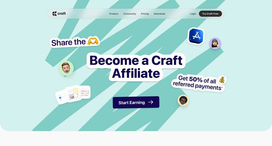Craft
				partner program & affiliation ui page example