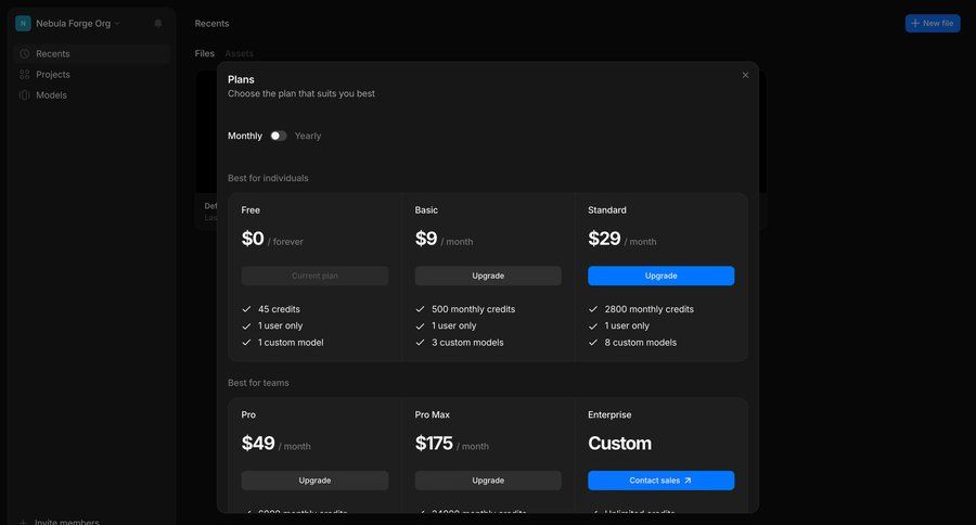 Morphic
			 account management modal dialog subscription management dark theme minimalist design call to action price ui page example