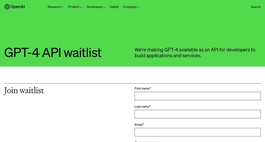OpenAI
				waitlist ui page example