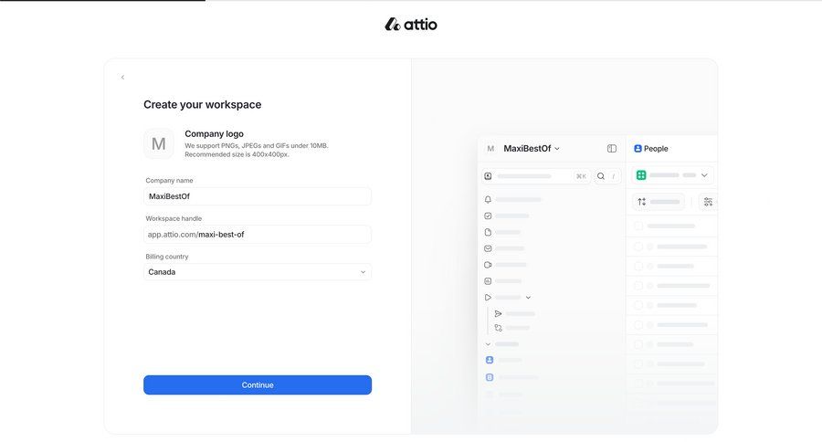 Attio
			 modal screen collaboration user management onboarding form workspace creation create ui page example