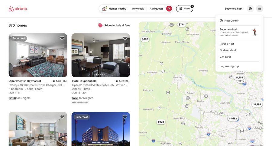 Airbnb
				list ui page example