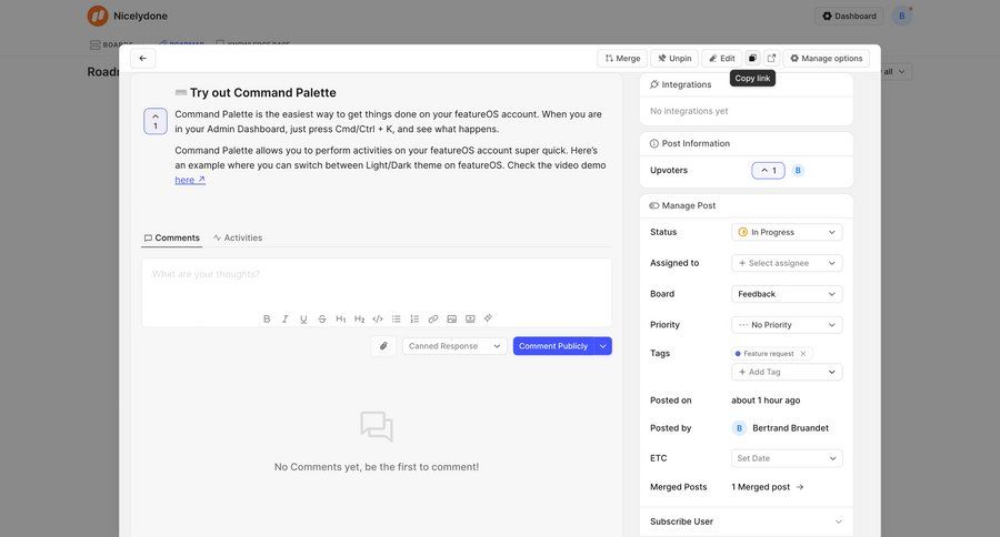 FeatureOS
			 project management form tagging integration management user feedback ui page example