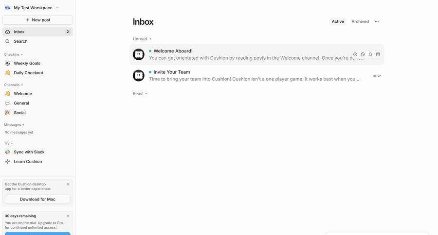 Cushion
			 trial banner notification center ui page example