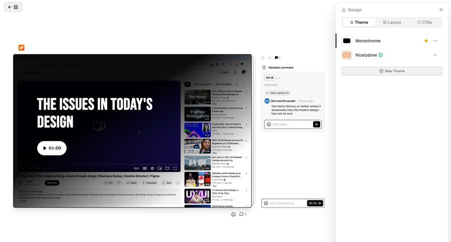 Supercut
			 settings design video player parameters time selector comment mode ui page example