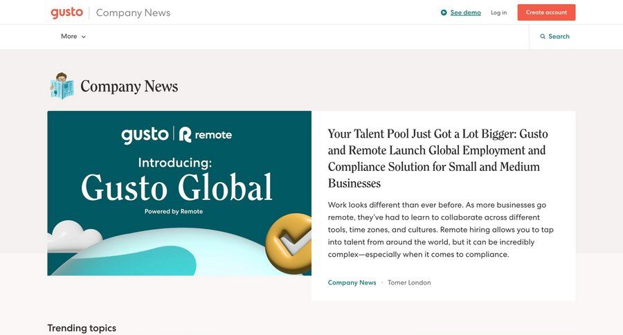 Gusto
			news world map global search remote contractor management ui page example