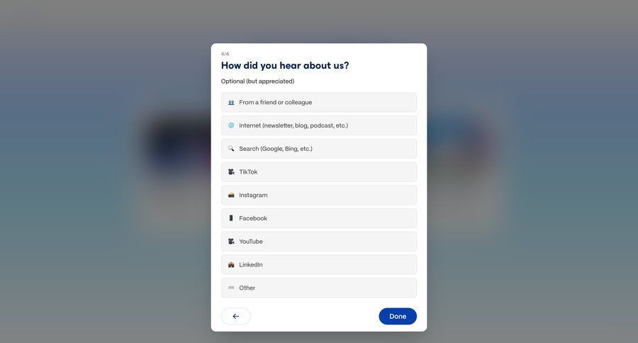 Gamma
			 onboarding form feedback collection ui page example