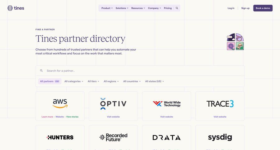 Tines
			 pagination case studies free tier data grid partners experts ui page example