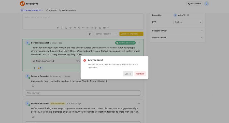 FeatureOS
			 confirmation cancel deletion confirmation message ui page example
