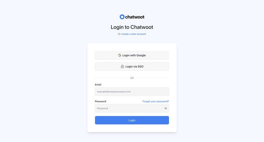 Chatwoot
			 authentication sign in login page ui page example
