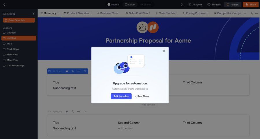 Dock
			modal & popover upgrade your account team settings b2b saas ui page example
