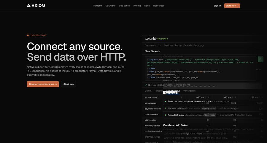 Axiom
				integrations ui page example