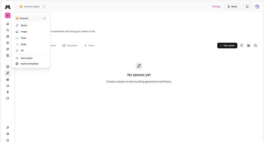 Magnific
			empty state create list collection workspace settings sidebar navigation ui page example