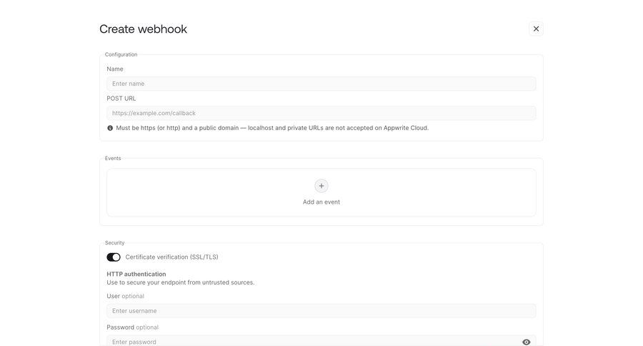 Appwrite
			 api integration ui page example