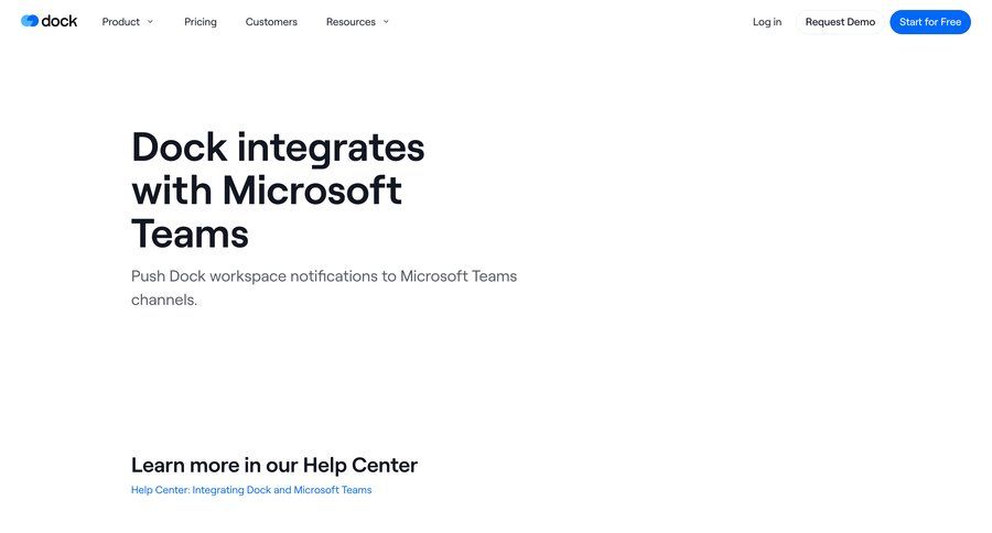 Dock
			help product page feature b2b saas ui page example