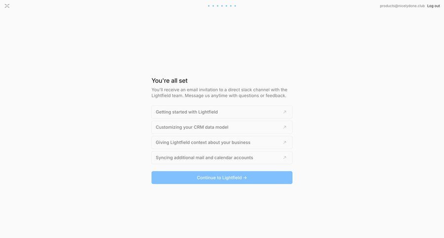 Lightfield
				onboarding ui page example