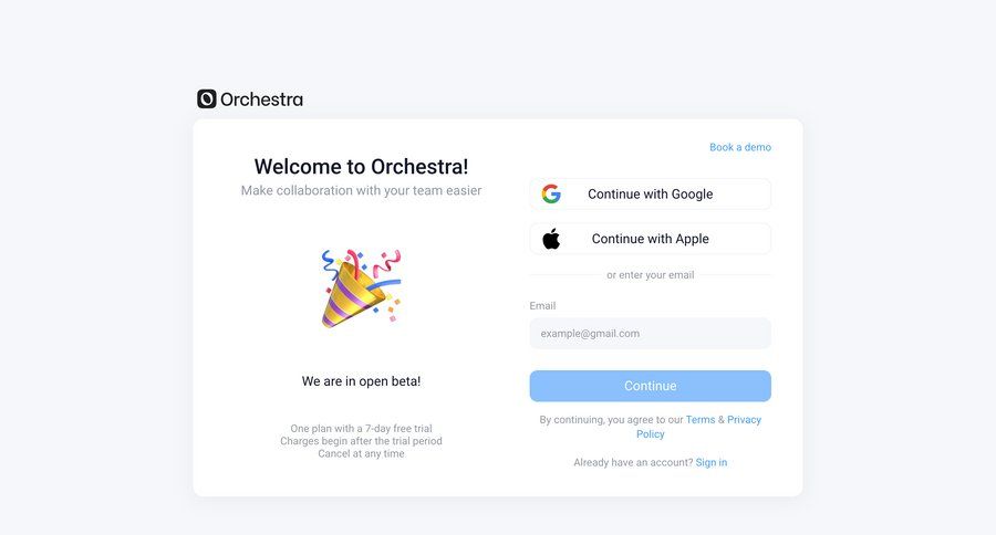 Orchestra screen example
