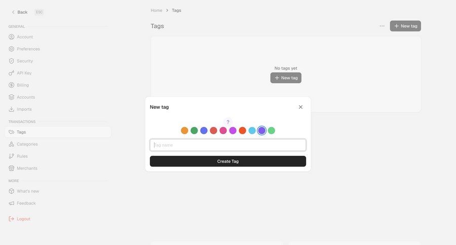 Maybe Finance
			 form finance modal dialog tagging tag management ui page example