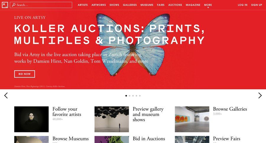 Artsy
				 page example