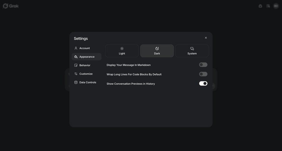 Grok
			 configuration settings call intelligence preferences parameters menu ui page example