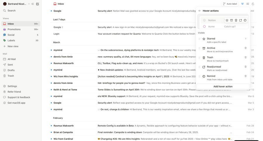 Notion Mail
			 task management sidebar navigation grid automation email management email inbox lists menu ui page example