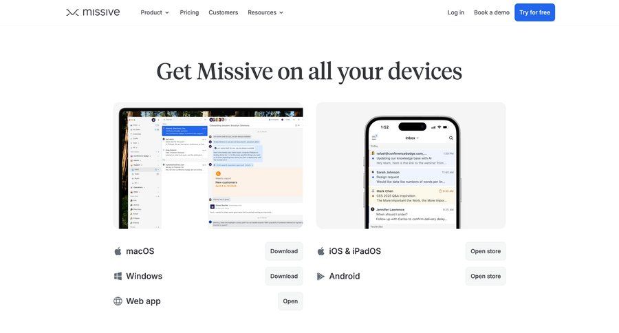 Missive
				application download ui page example