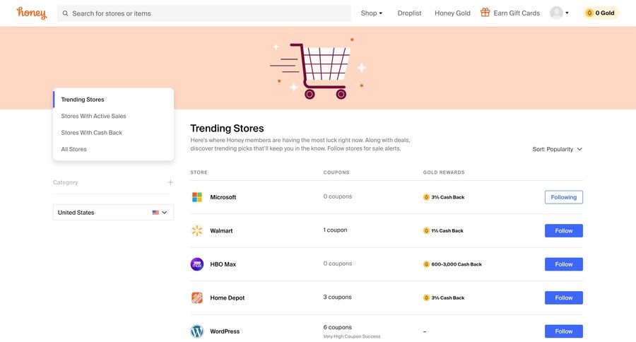 Honey
				collection page example