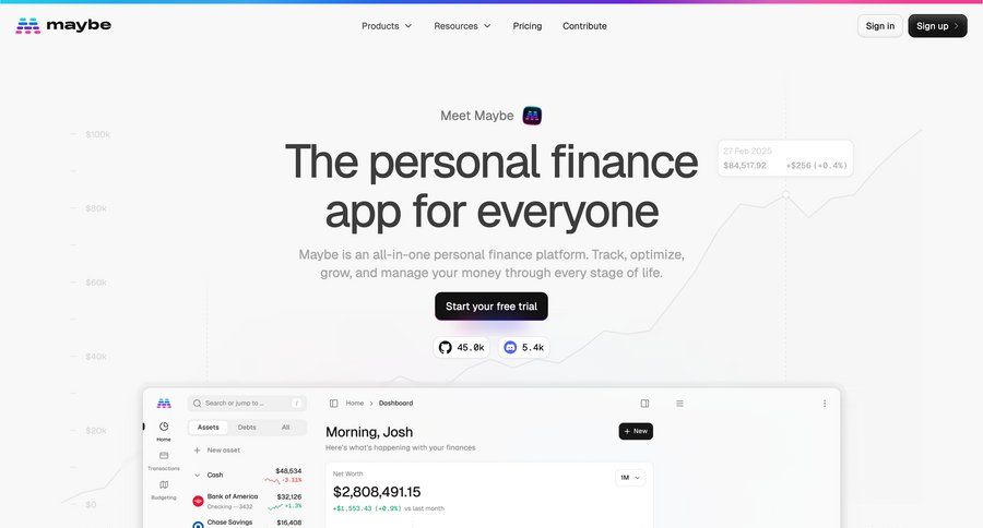 Maybe Finance screen example