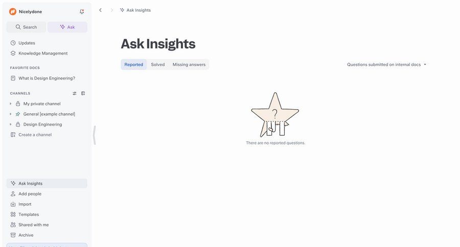 Slite
			empty state home list collaboration dashboard sidebar navigation knowledge base data display data visualization ui page example