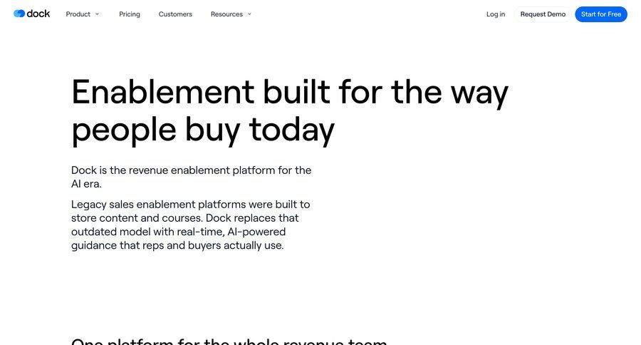 Dock
			landing page about & company mission plans & pricing product page b2b saas ui page example