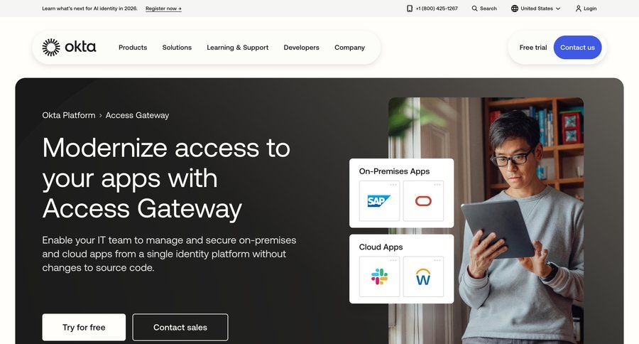Okta
				product page ui page example