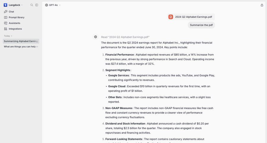 Langdock
			 artificial intelligence file upload document list ui page example