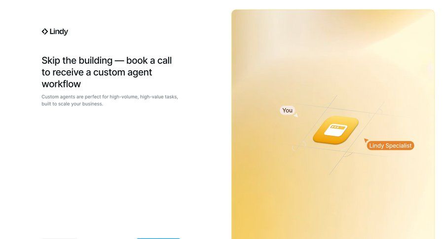 Lindy
			 artificial intelligence automation call to action ui page example