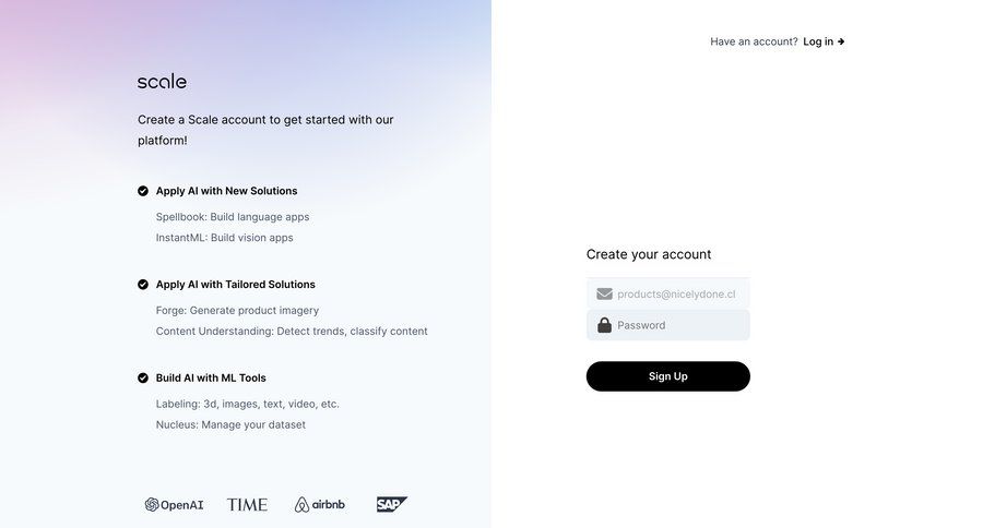 Scale
			 artificial intelligence onboarding account creation machine learning ui page example