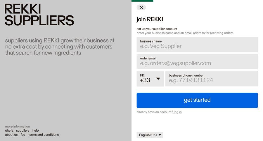 Rekki
				signup page example