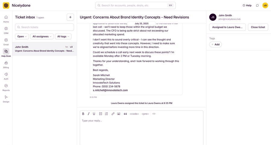 Outseta
			 sidebar navigation project management full-screen layout tagging email inbox communication menu ui page example