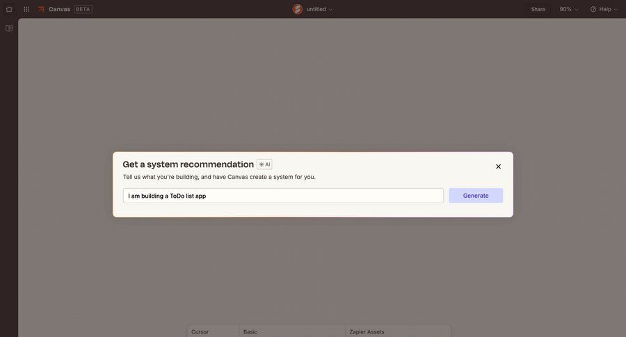 Zapier
			 modal screen artificial intelligence onboarding form generate ui page example