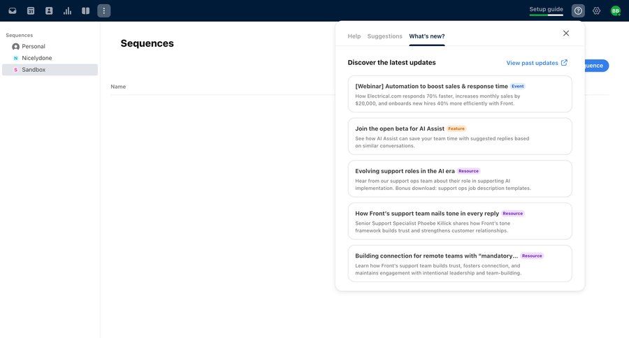 Front
			changelog (product) communication product update changelog update suggestion ui page example
