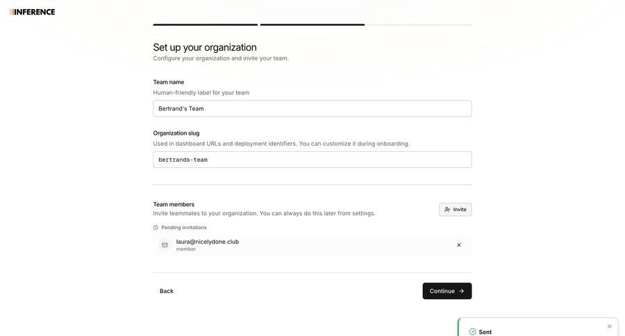 Inference
			settings create onboarding team workspace creation ui page example