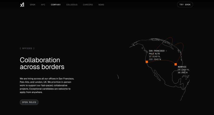 Grok
				company ui page example