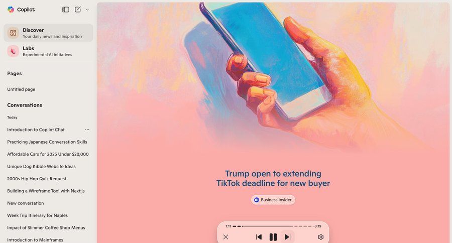 Copilot
			home player content sidebar navigation artificial intelligence content discovery sidebar menu news article news feed media player ui page example