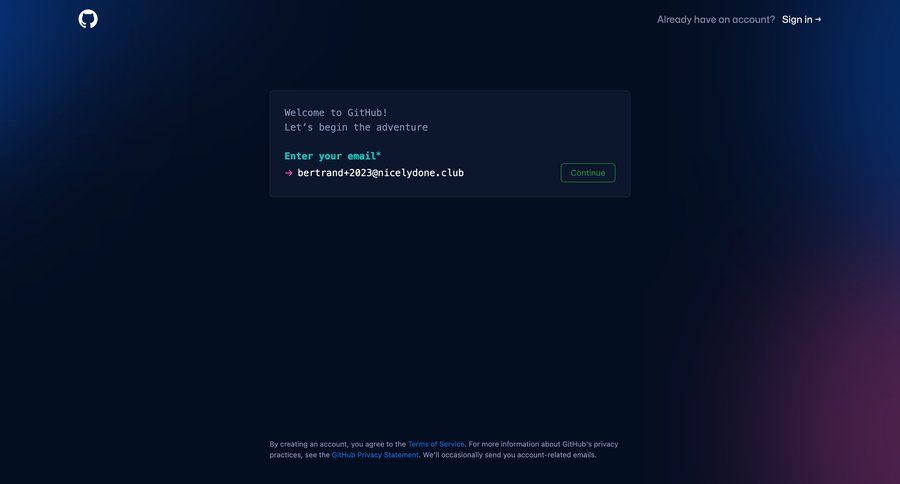 Github
				signup page example