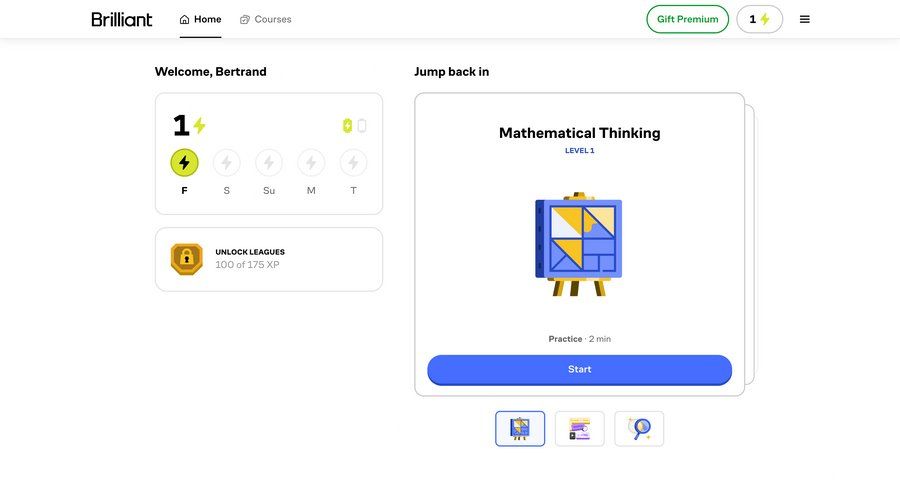 Brillant
			 dashboard progress tracking homepage menu ui page example