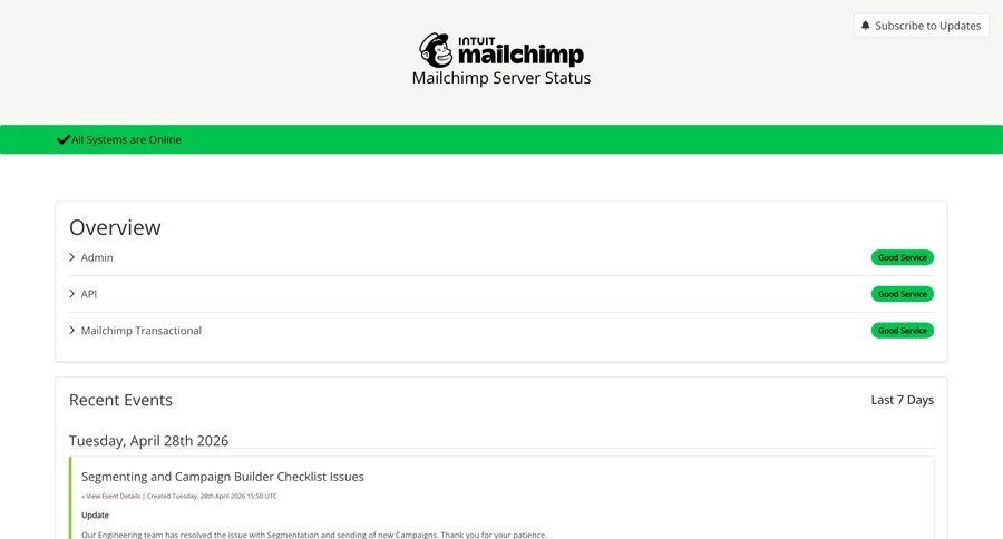 Mailchimp
				system status ui page example