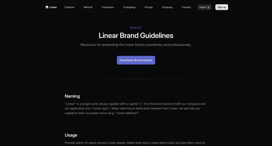 Linear
			product page guide brand resources guide media gallery changelog assets media assets download report ui page example