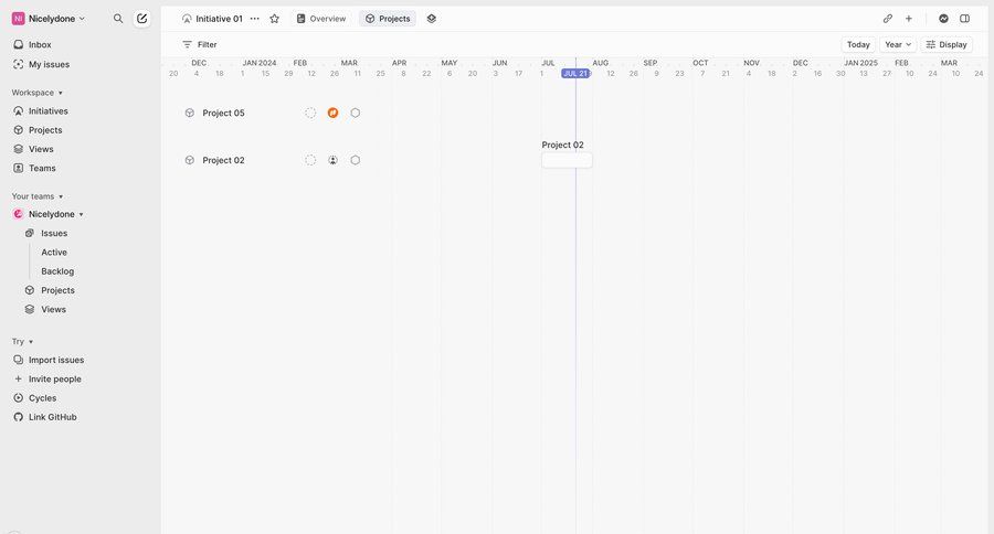 Linear
			 task management team collaboration sidebar navigation project management project tracking timeline view dropdown filters sidebar menu timeline ui ui page example