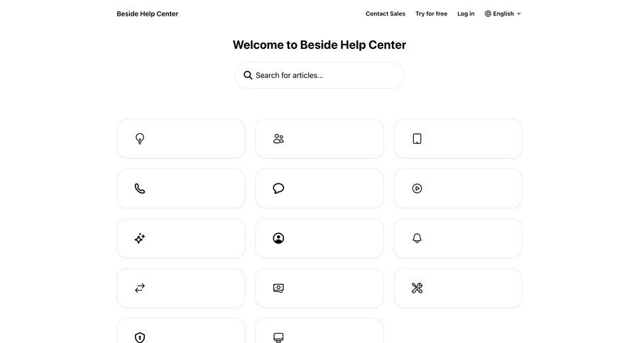 Beside
			knowledge support / help center customer support knowledge base ui page example