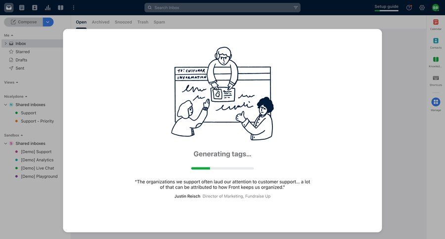 Front
			 onboarding tagging inbox empty state illustration setup on boarding loading progress bar ui page example
