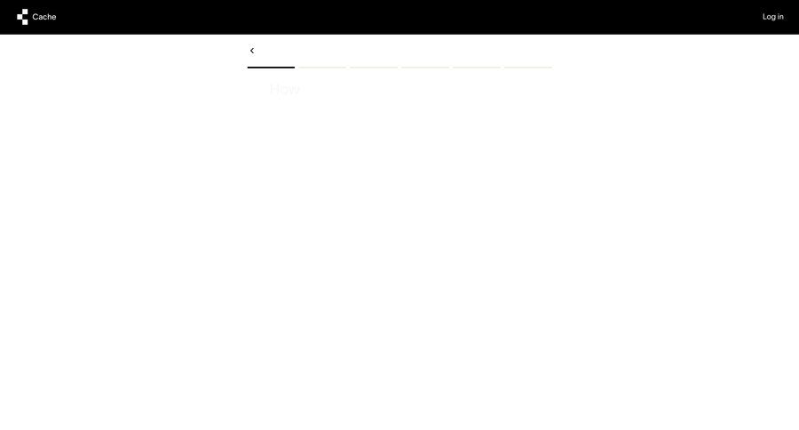 Cache
				onboarding ui page example